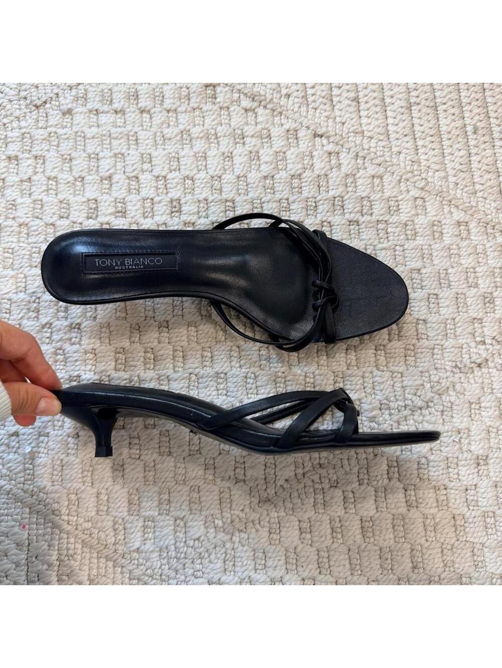 Tony Bianco Bree Kitten Heel Sandal in Black Nappa